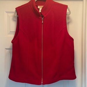 Talbots red zip front polar fleece vest